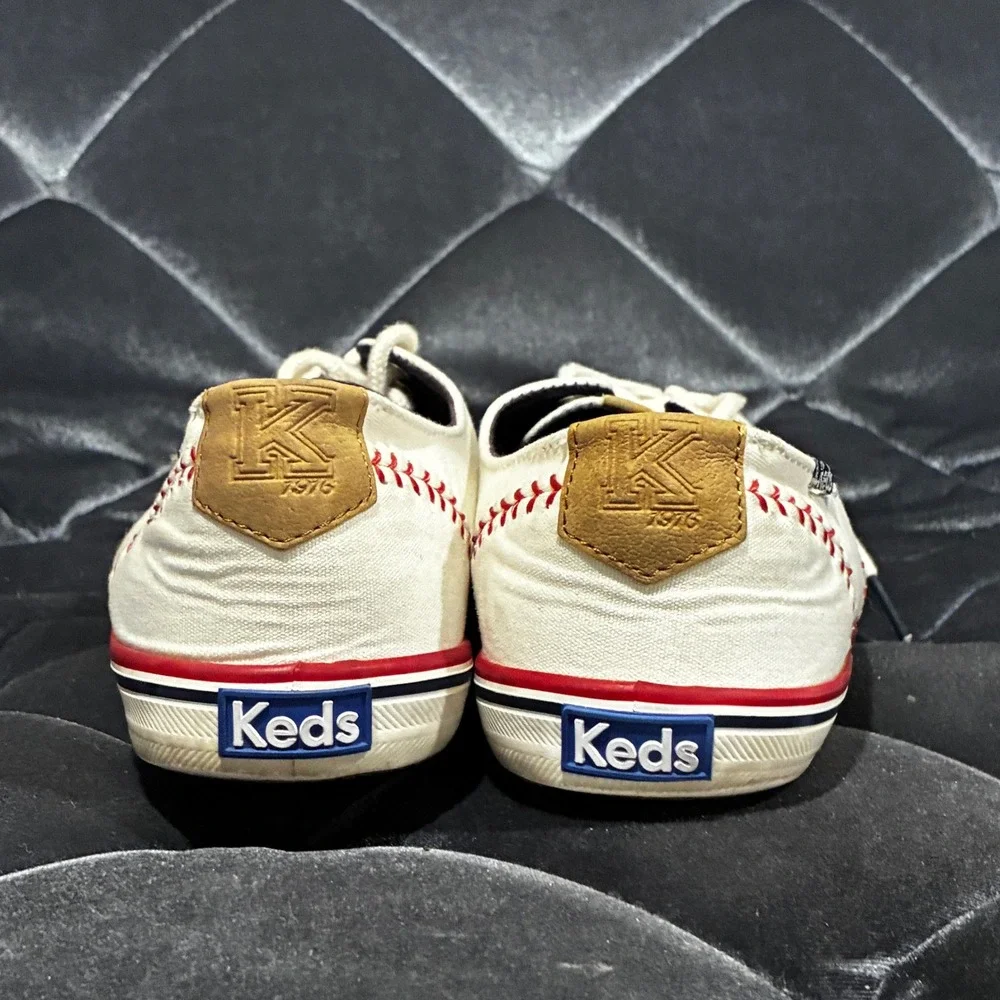Keds Champion‎ Baseball Stitch Sneakers Womens 7.5 White Canvas Low Top WF52476